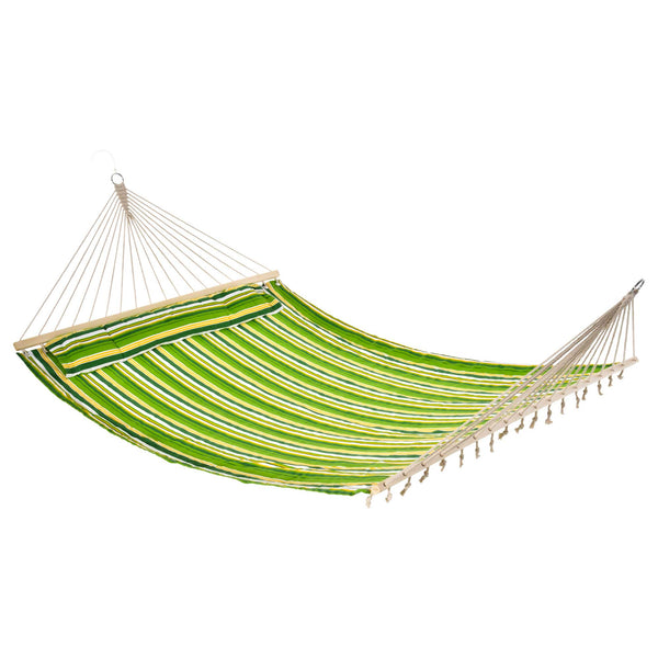 Double Cotton Hammock - Indoor &amp; Outdoor with Pillow, Green