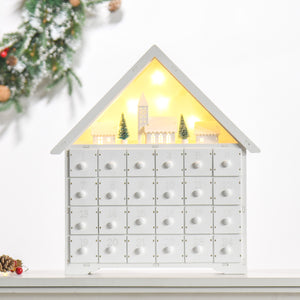 24-day white Christmas Advent calendar with lights