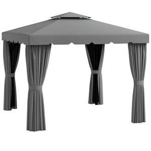 10 x 10 gazebo with curtains and mosquito nets, light grey
