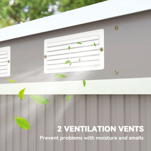 Galvanized steel garden shed with foundation kit - Grey