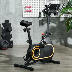 Magnetic Resistance Exercise Bike with LCD Display, Black and Yellow