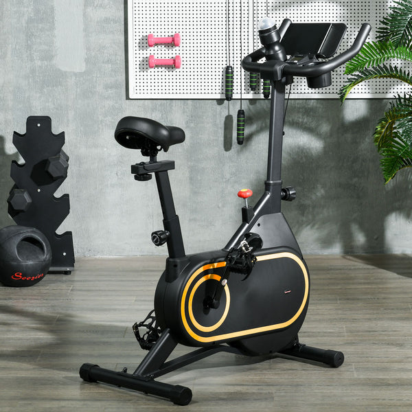 Magnetic Resistance Exercise Bike with LCD Display, Black and Yellow