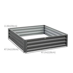Raised planter in galvanized steel, light grey