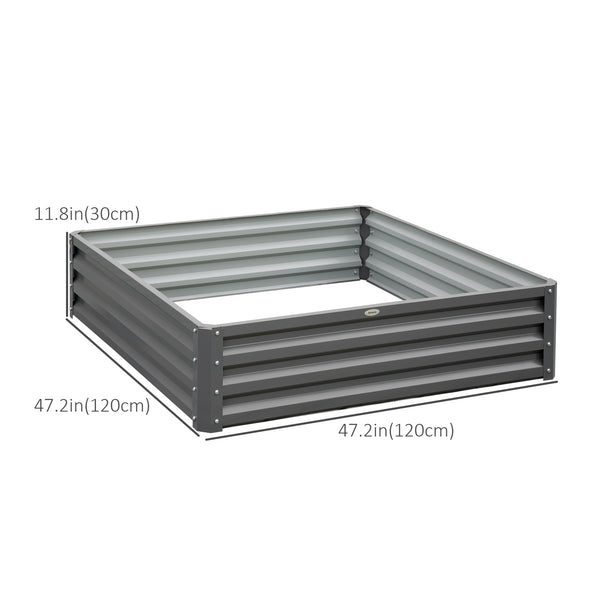 Raised planter in galvanized steel, light grey