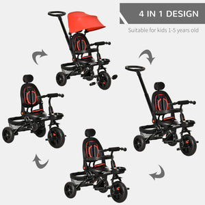 4 in 1 Tricycle with Reversible Angle Adjustable Seat, Red