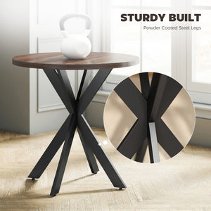 29" Round Contemporary Dining Table with Steel Legs, Walnut