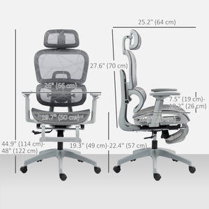 Mesh office chair with 3D armrests, grey