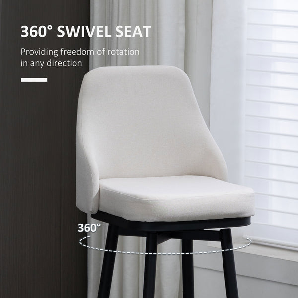 Set of 2 Extra Tall 360° Swivel Bar Stools, Cream White