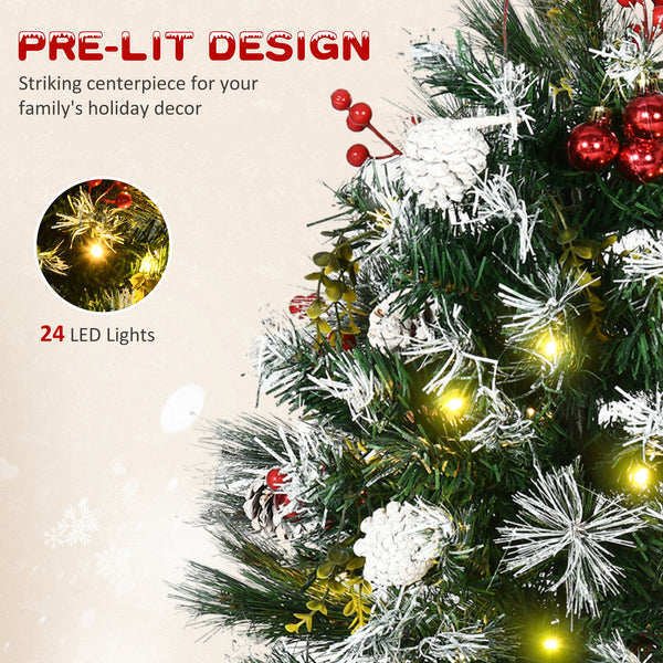 Set of 2 pre-lit 2-foot artificial Christmas trees with warm white LEDs