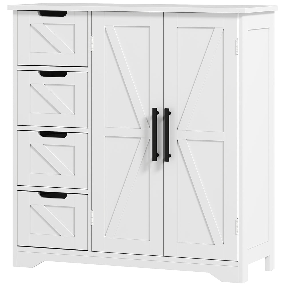 Country Style Bathroom Cabinet with Adjustable Shelf, White