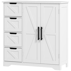 Country Style Bathroom Cabinet with Adjustable Shelf, White