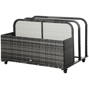 Rolling storage unit for swimming pool, grey