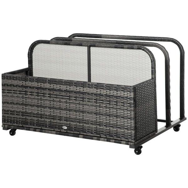 Rolling storage unit for swimming pool, grey