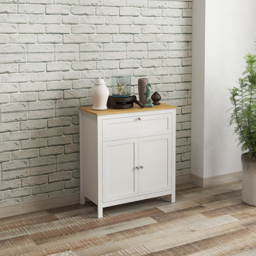 Sideboard with drawer, double-door cabinet and adjustable shelf, white.