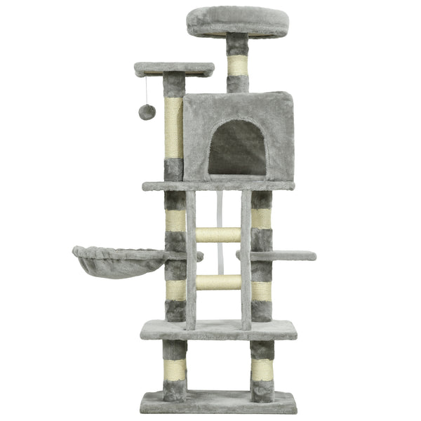 Large 124cm Cat Tree for Indoor Cats, Light Grey