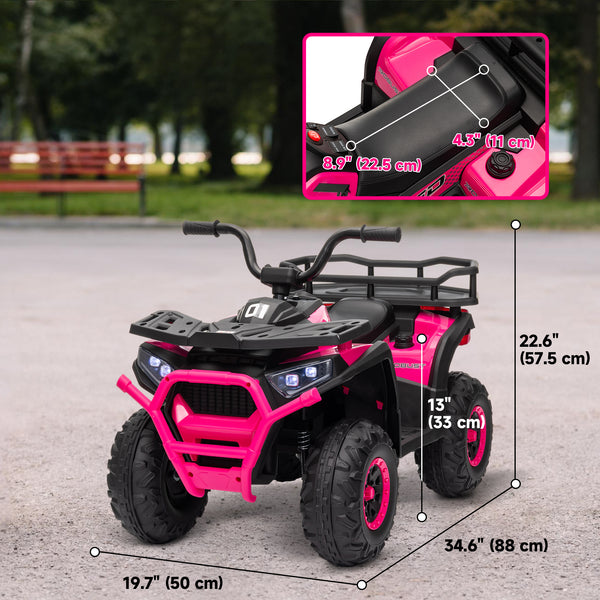 Kids ATV, 12V Battery Powered Electric Toy with Spring Suspension, Storage Basket, High &amp; Low Speed, Pink
