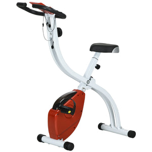 Foldable and quiet exercise bike with 8-level magnetic resistance, red