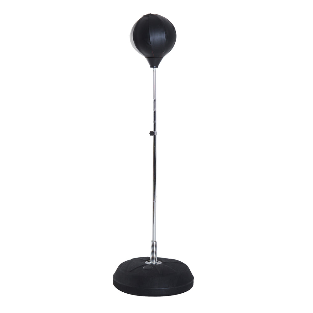 Adjustable freestanding punching bag with boxing gloves and pump – Black