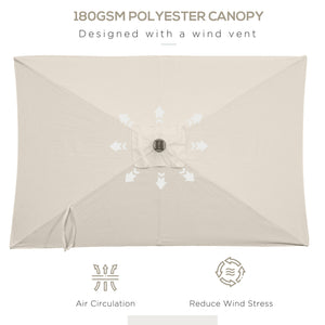 9.5-foot parasol with 22 solar LED lights and tilt, beige 