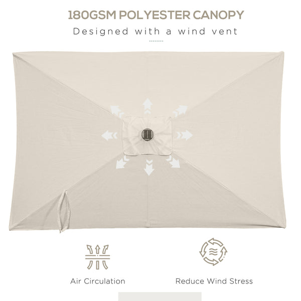 9.5-foot parasol with 22 solar LED lights and tilt, beige 