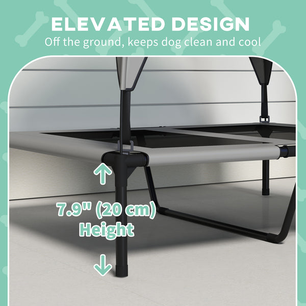 Elevated cooling dog bed with washable breathable mesh canopy