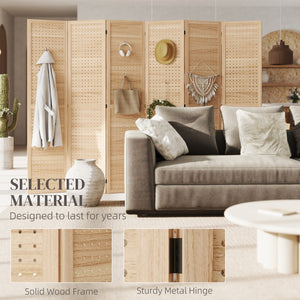 6-panel self-supporting and folding partition wall, natural