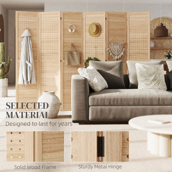 6-panel self-supporting and folding partition wall, natural