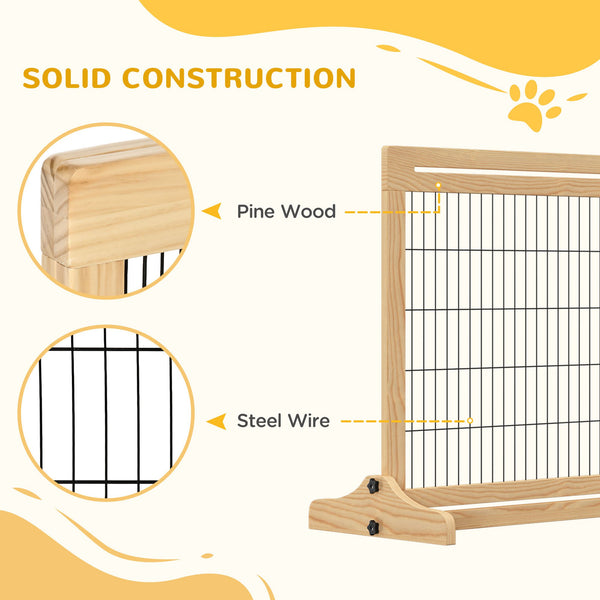 Freestanding Wooden Pet Gate with Support Feet