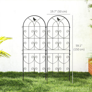 Set of 2 metal garden trellises, black