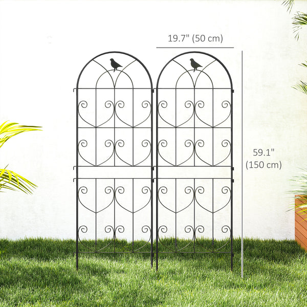 Set of 2 metal garden trellises, black