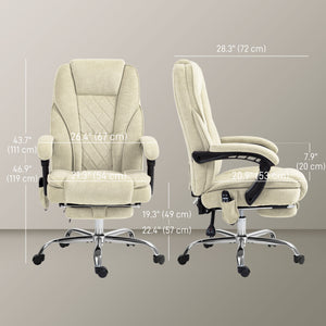 Reclining massage office chair with adjustable height and footrest, beige