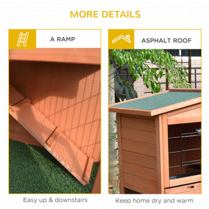 2-Tier Rabbit Hutch for Rabbits, Guinea Pigs, Ferrets with Ramp and Sliding Tray