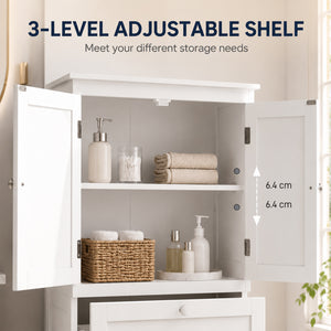 Bathroom storage cabinet with 2 drawers and adjustable shelf, white