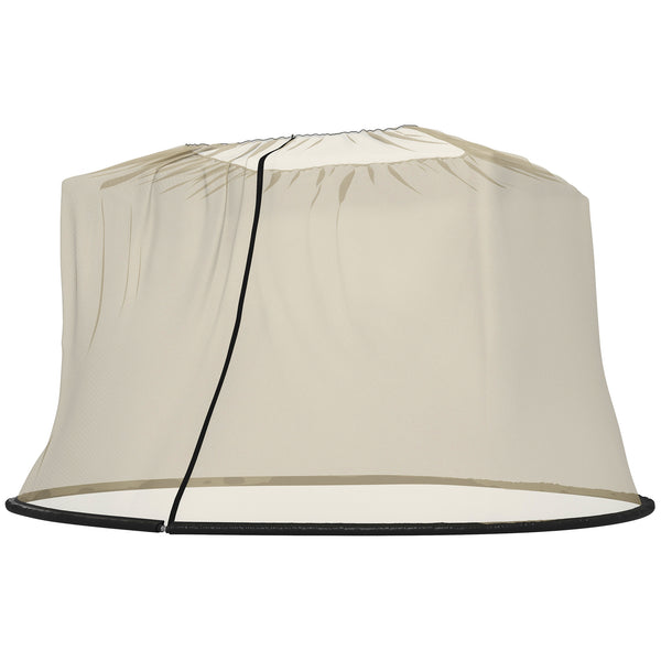 Protective mosquito net for 7.5-foot parasol with zipped door, beige