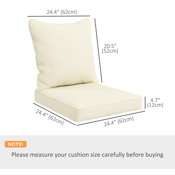 Set of 4 Patio Chair Cushions, Indoor and Outdoor, Cream White