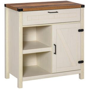 Rustic style storage sideboard with barn doors, white