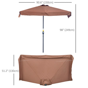 7.5-foot half-round parasol, cafe 