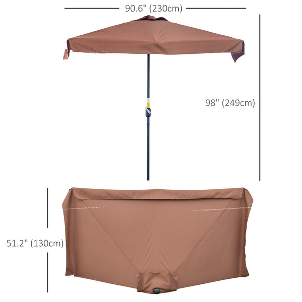 7.5-foot half-round parasol, cafe 