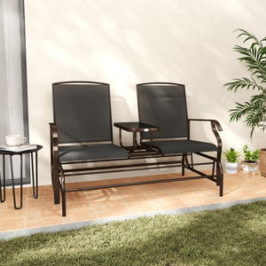 2 Person Outdoor Rocking Chair Garden Bench Black