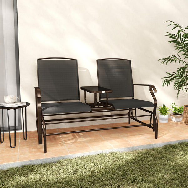 2 Person Outdoor Rocking Chair Garden Bench Black
