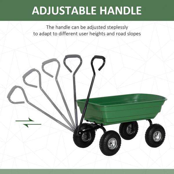 Steel garden cart with handle and 10" pneumatic tires