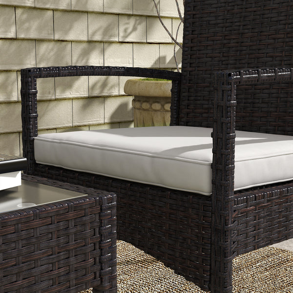 4 Piece Patio Furniture Set with Sofa Loveseat, White