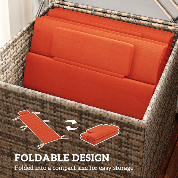 Chaise Lounge Cushions, Set of 2, Foldable, UPF50+, 203 x 66 cm, Burgundy