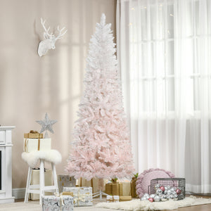 6ft Artificial Christmas Tree with Automatic Opening, Pink and White