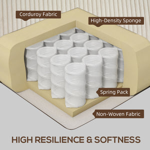 3 seater fabric sofa with spring cushion and cup holders, cream white