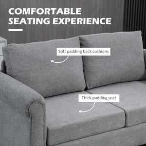 Vintage upholstered 2-seater sofa with rubberwood legs, light grey