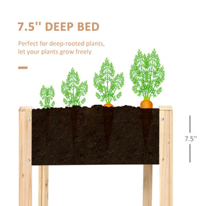 Raised wooden planter with non-woven lining