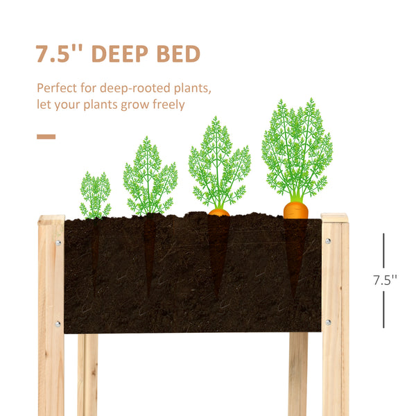 Raised wooden planter with non-woven lining