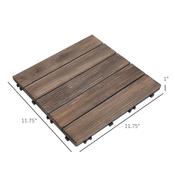 Set of 27 interlocking wooden terrace tiles