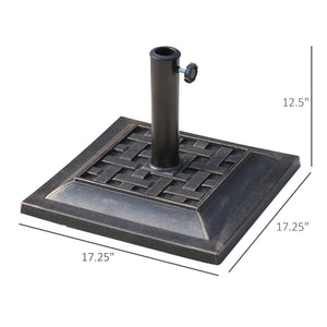 20 lb Resin Patio Umbrella Stand with Coated Base and Square Pole, Bronze